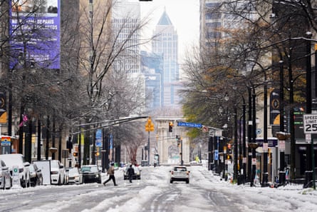 Snowy urban street
