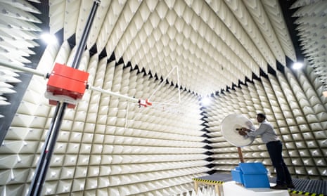 A 5G antenna is tested in a special measuring room at in Regensburg, Bavaria.