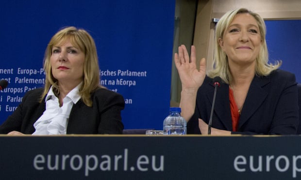 Janice Atkinson, left, seated with Front National leader Marine Le Pen.
