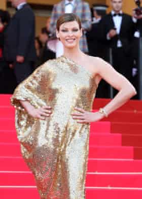 Linda Evangelista in 2008 at the screening of Indiana Jones and the Kingdom of the Crystal Skull in Cannes.