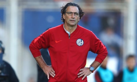 Juan Antonio Pizzi pictured in October 2019 during a spell as coach of San Lorenzo in Argentina.