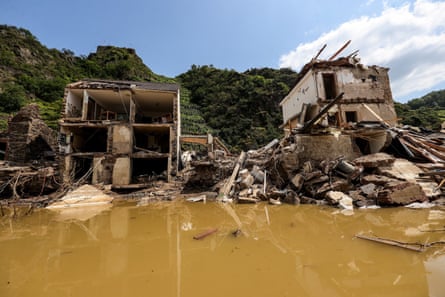 Destroyed houses after the flooding of the Ahr river, in the district of Ahrweiler, Germany, on 22 July 2021