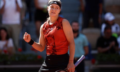 Czech Republic's Karolina Muchova celebrates winning her fourth round match against Russia's Elina Avanesyan