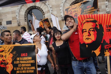 Supporters of presidential candidate Ricardo Anaya protest against leftist candidate Andres Manuel Lopez Obrador, before the start of the first presidential debate, in Mexico City last month.
