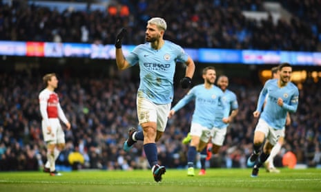 Pep Guardiola&nbsp;hailed Sergio&nbsp;Agüero's attitude as 'perfect' following his hat-trick against Arsenal and admitted he'd rather be in Liverpool's position then having to chase the Premier League leaders.