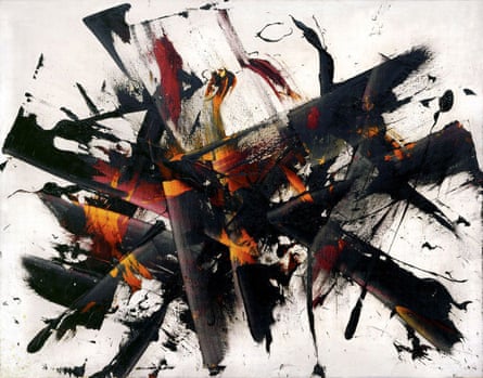 Outburst (Explosion), 1956, by Judit Reigl, private collection, Hungary. Intimations of trauma intensified in parallel with the Hungarian uprising in Budapest in 1956: abstract marks now suggested scuds of tank tracks, shells bursting.
