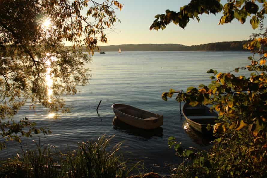 Boat at Ukiel lake, Olsztyn, Poland at Twilight