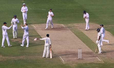 Ravichandran Ashwin is run out after a mix-up with Ravindra Jadeja