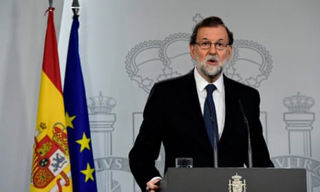 Spanish prime minister Mariano Rajoy speaks during a press conference at La Moncloa palace in Madrid.