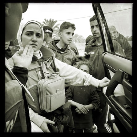 Dr Sara al-Saqqa at a checkpoint 
