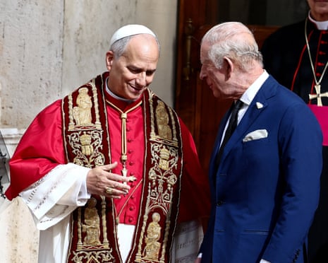 King Charles makes history by praying publicly with Pope Leo | King Charles III | The Guardian