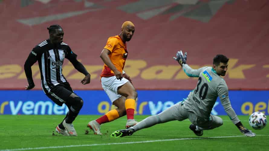 Ryan Babel scoring for his current club, Galatasaray, against Besiktas in May.