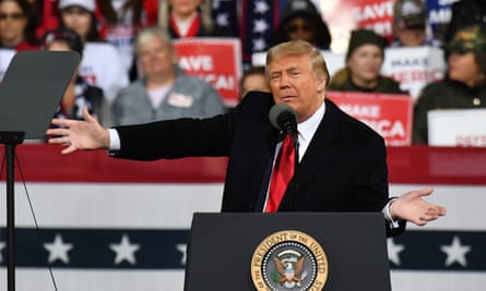 Donald Trump at a rally in Valdosta, Georgia, in December, at which he accused the Fulton county elections supervisor, Richard Barron of criminal electoral fraud.
