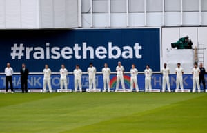 England players observe a minutes silence.