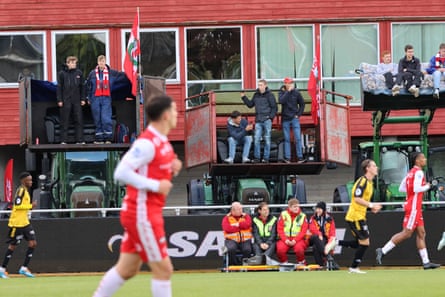 The ‘VIP’ tractor section at Bryne Stadium.