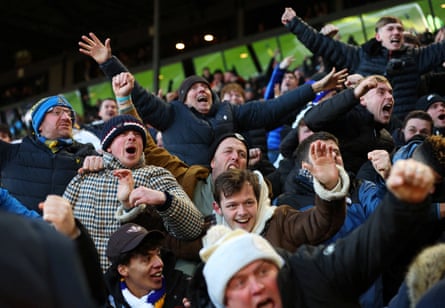 Leeds fans celebrate.