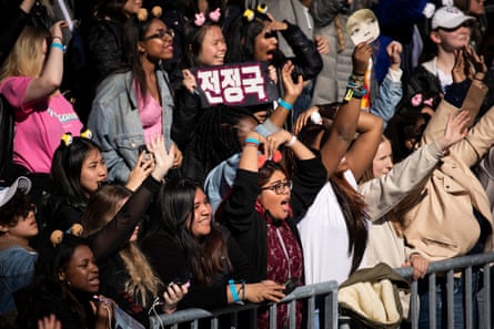 Fans cheer as BTS performs in Central Park in New York, New York, on 15 May 2019.