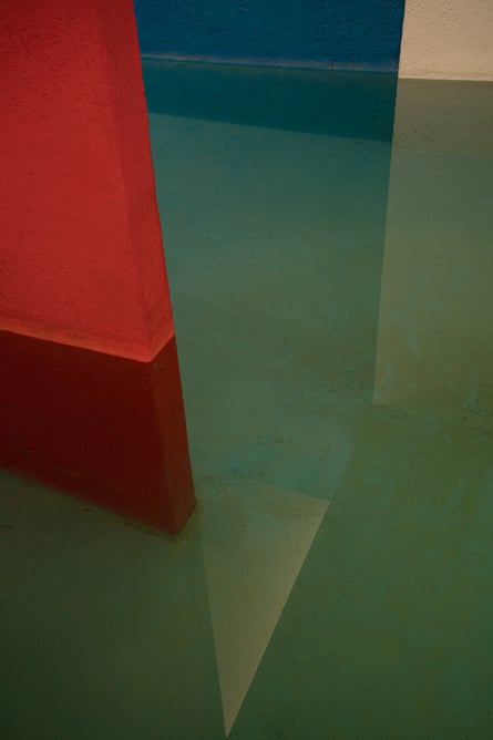 Coloured walls, shapes and lines.