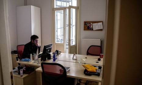 An employee of the pro-Kurdish DIHA news agency in his office in Istanbul on 30 October