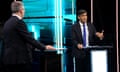Keir Starmer and Rishi Sunak during the leaders’ debate on ITV on Tuesday.
