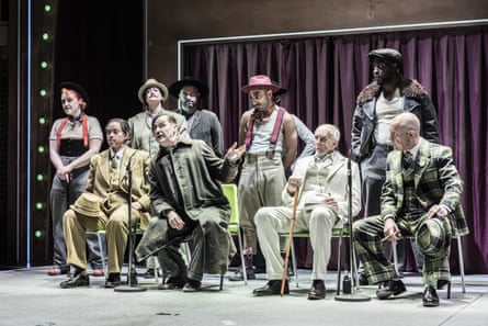 A photograph of the cast on stage in The Resistible Rise of Arturo Ui