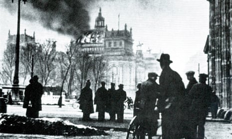 The Reichstag building on fire on 27 February 1933.