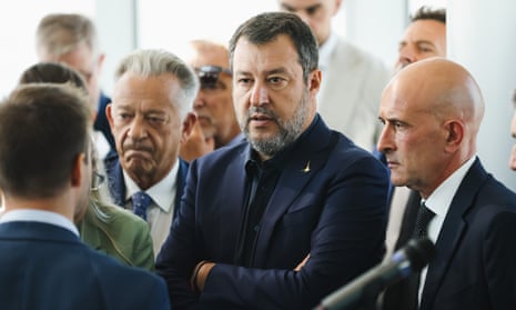 Matteo Salvini attends the ceremony of naming Silvio Berlusconi of the Belvedere of the 39th floor of Palazzo Lombardia in Milan last month.