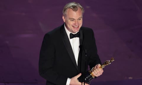 Christopher Nolan winning the best director Oscar for Oppenheimer in 2024.