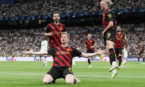 De Bruyne rocket rips through Real Madrid and fires Manchester City belief  | Champions League | The Guardian