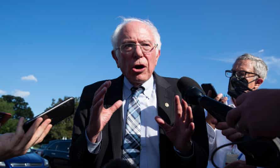Independent Senator from Vermont Bernie Sanders<br>epa09341205 Independent Senator from Vermont Bernie Sanders speaks to members of the news media regarding his meeting at the White House with US President Joe Biden, after arriving on Capitol Hill, in Washington, DC, USA, 12 July 2021. President Biden and Sanders discussed a budget resolution that would allow the Senate to move forward with a massive infrastructure plan. EPA/MICHAEL REYNOLDS