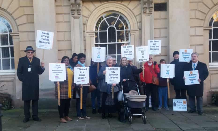 A protest against cuts by Northamptonshire county council, November 2017
