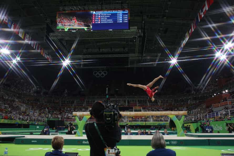Laurie Hernandez competes on the beam in Rio on her way to a silver medal.