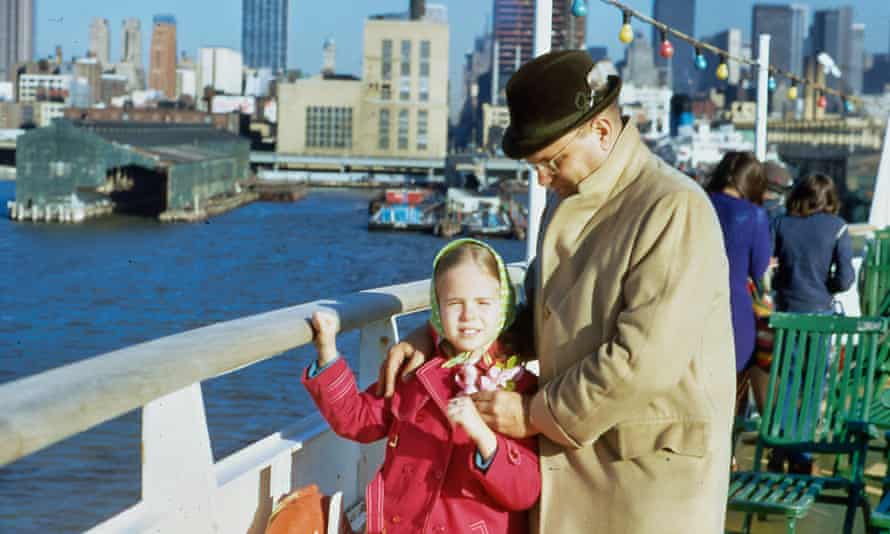 Dani Shapiro as a child with her father on board a ship in New Jersey in 1970.