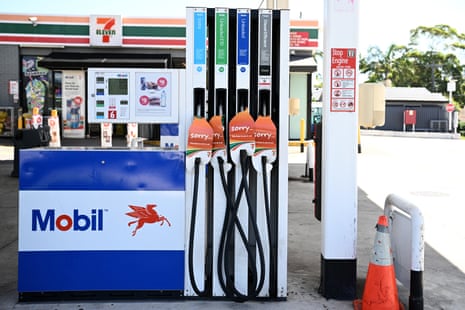 A petrol station with all pumps out of service at Rockdale in Sydney on 25 March.