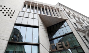 The facade of Central European University in Budapest