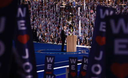 many signs surround the stage