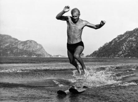 Prince Philip water skiing at Marmaris in Turkey when he was in the navy