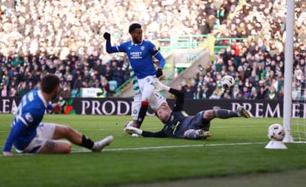 Youssef Chermiti equalises in the Scottish Premiership match between Celtic and Rangers