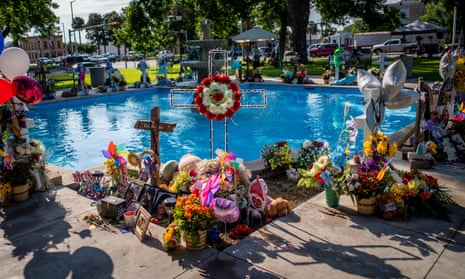 A memorial to the Uvalde school shooting, pictured today.