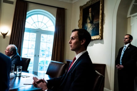 Jared Kushner listens as President Donald J. Trump meets with bank CEOs about Coronavirus COVID-19 response in the Cabinet Room at the White House on Wednesday, March 11, 2020 in Washington, DC.