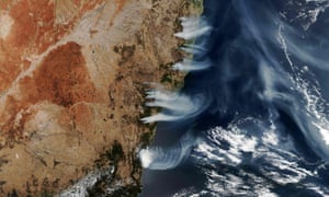 Analysis shows the NSW fires have emitted about 195m tonnes of CO2 since 1 August, with Queensland’s fires adding 55m tonnes.