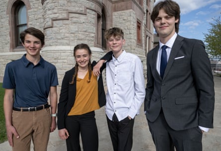 Youth plaintiffs in a climate change lawsuit against the state of Montana.