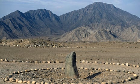 The Huanca monolith in the Caral archaeological complex.
