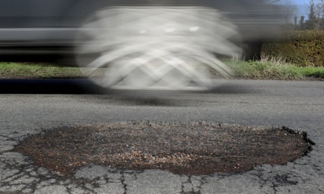 a pothole on a road
