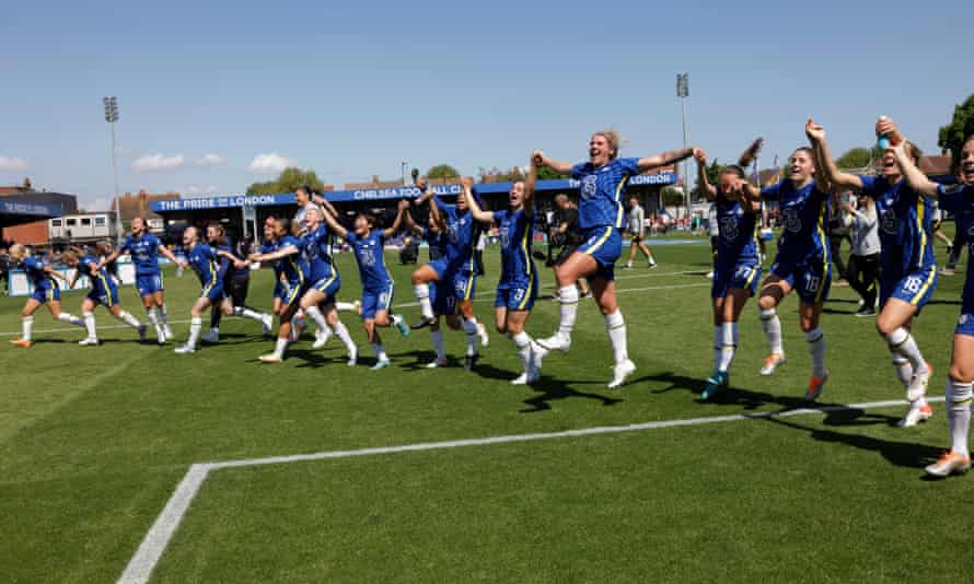 Chelsea celebrate after securing the Women's Super League title last Sunday.