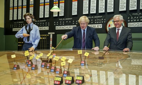 Boris Johnson and Jacek Czaputowicz at the Battle Of Britain Bunker in Uxbridge, west London.