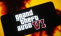 Grand Theft Auto VI (GTA 6) logo on a phone screen