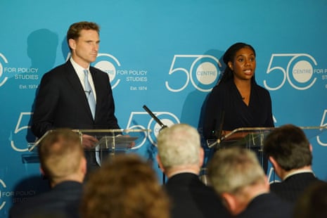 Shadow home secretary Chris Philp and Conservative leader Kemi Badenoch at their press conference in the Library at the Old Queen Street Cafe in central London this afternoon.