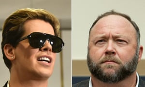 People already barred from Facebook include the far-right activist Milo Yiannopoulos (L) and the conspiracy theorist Alex Jones.