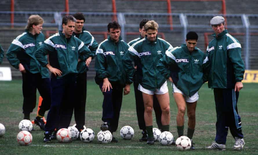 Jack Charlton leads a training session in early 1990.